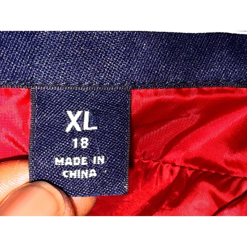 Lands End Boys Red Quilted Primaloft Puffer Jacket XL 18 Full Zip Mock Neck